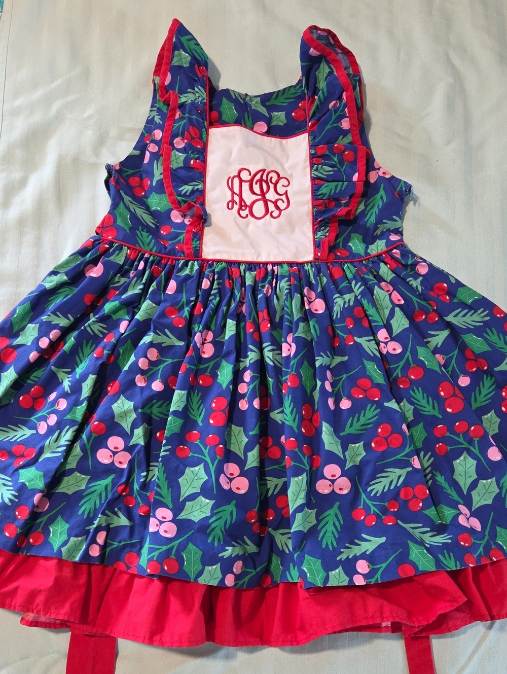 Eleanor Rose Navy Blue Pink Red Holiday Holly Dress